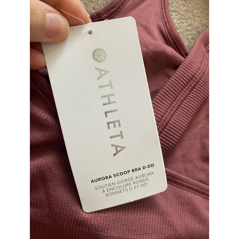 Athleta Aurora Scoop Bra D-DD Women M Mauve Pink Ribbed Seamless Workout Sporty - Picture 4 of 4